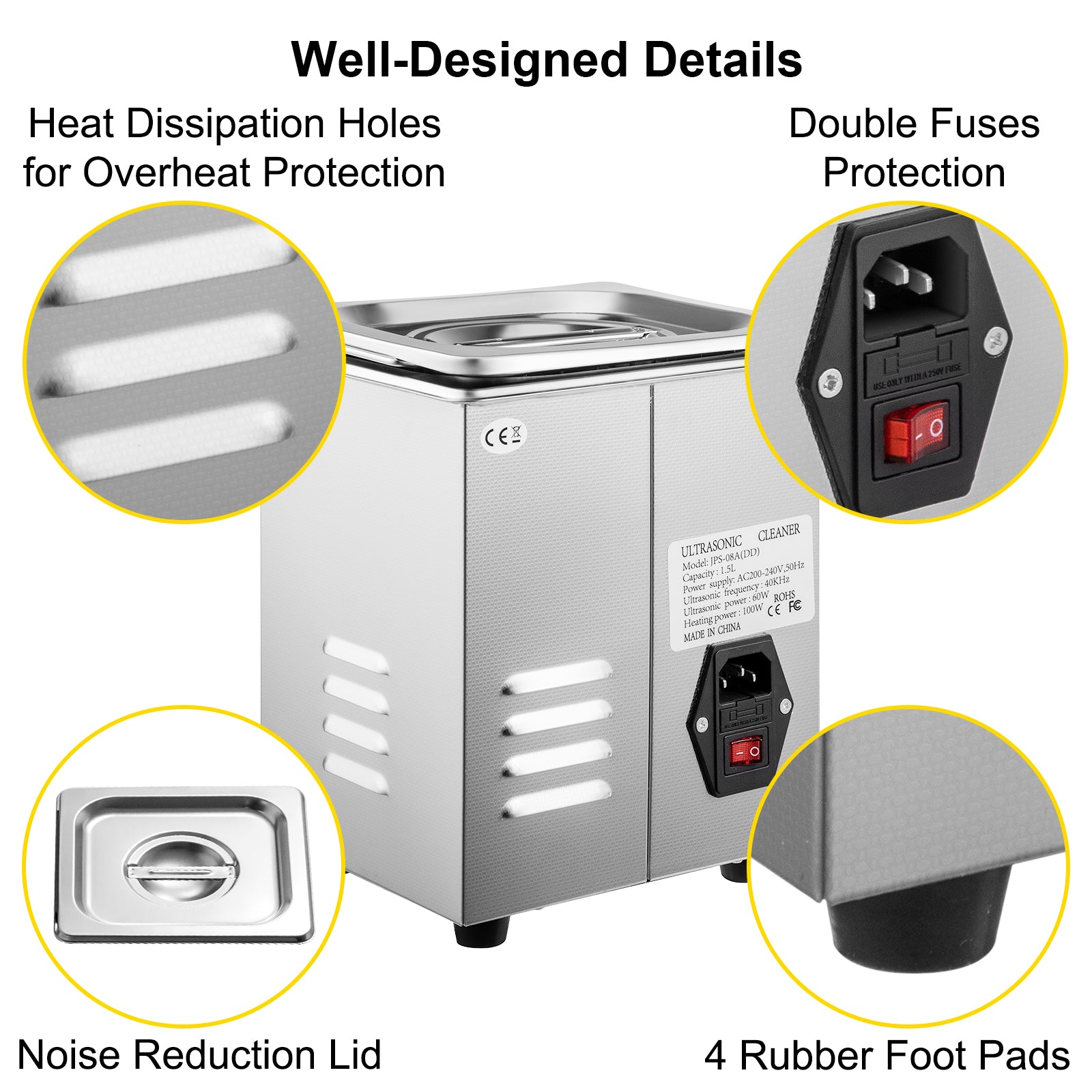 Ultrasonic Cleaner 2L Digital Ultrasonic Parts Cleaner with Timer 40kHz Professional 304 Stainless Steel Ultrasonic Cleaner 110V for Jewelry Watch Glasses Diamond Eyeglass Small Parts Cleaning