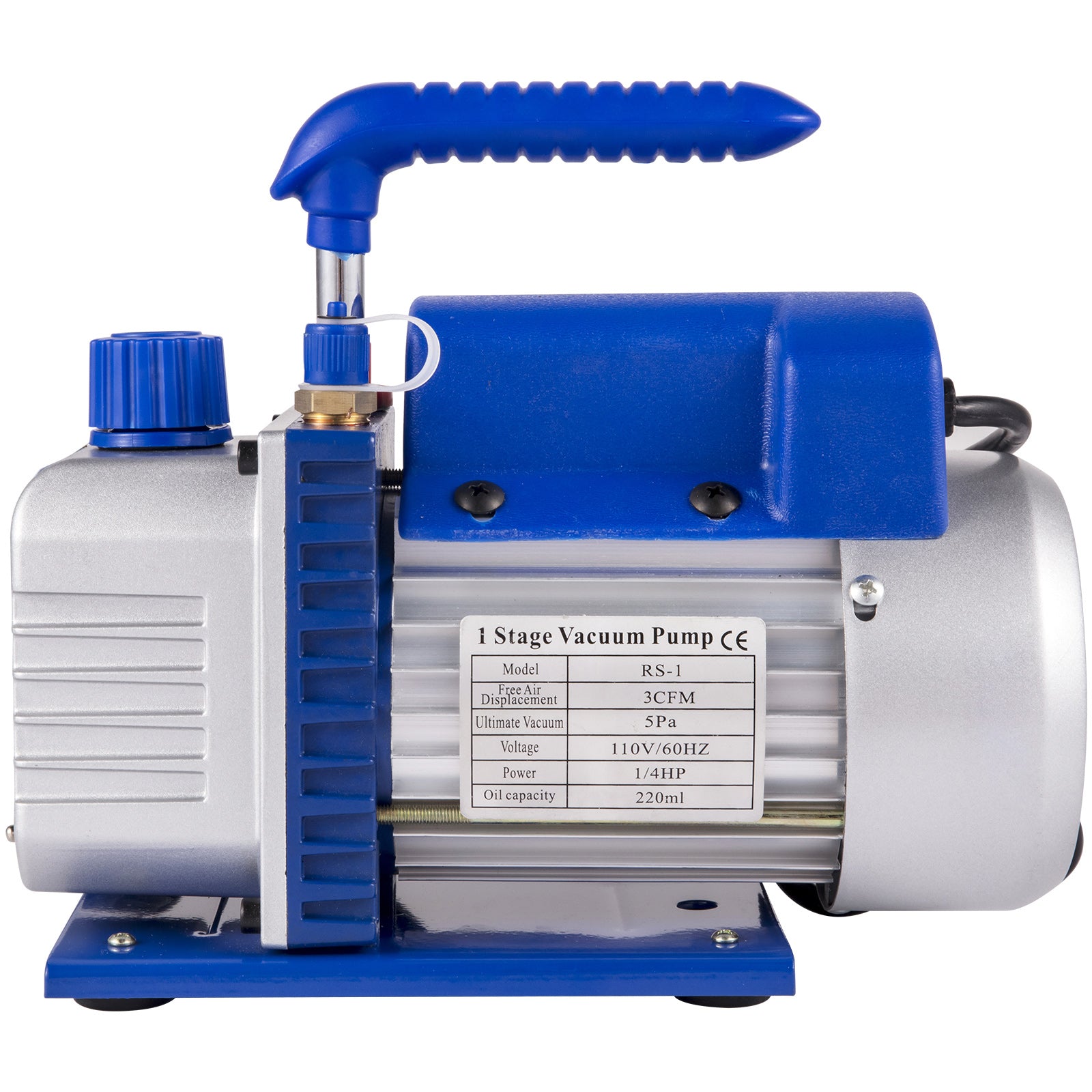 3CFM 1/4HP Single Stage Air Vacuum Pump HVAC R134a R12 R22 R410a A/C Refrigeration Kit AC Manifold Gauge R134 Can Tap Included Carrying Tote