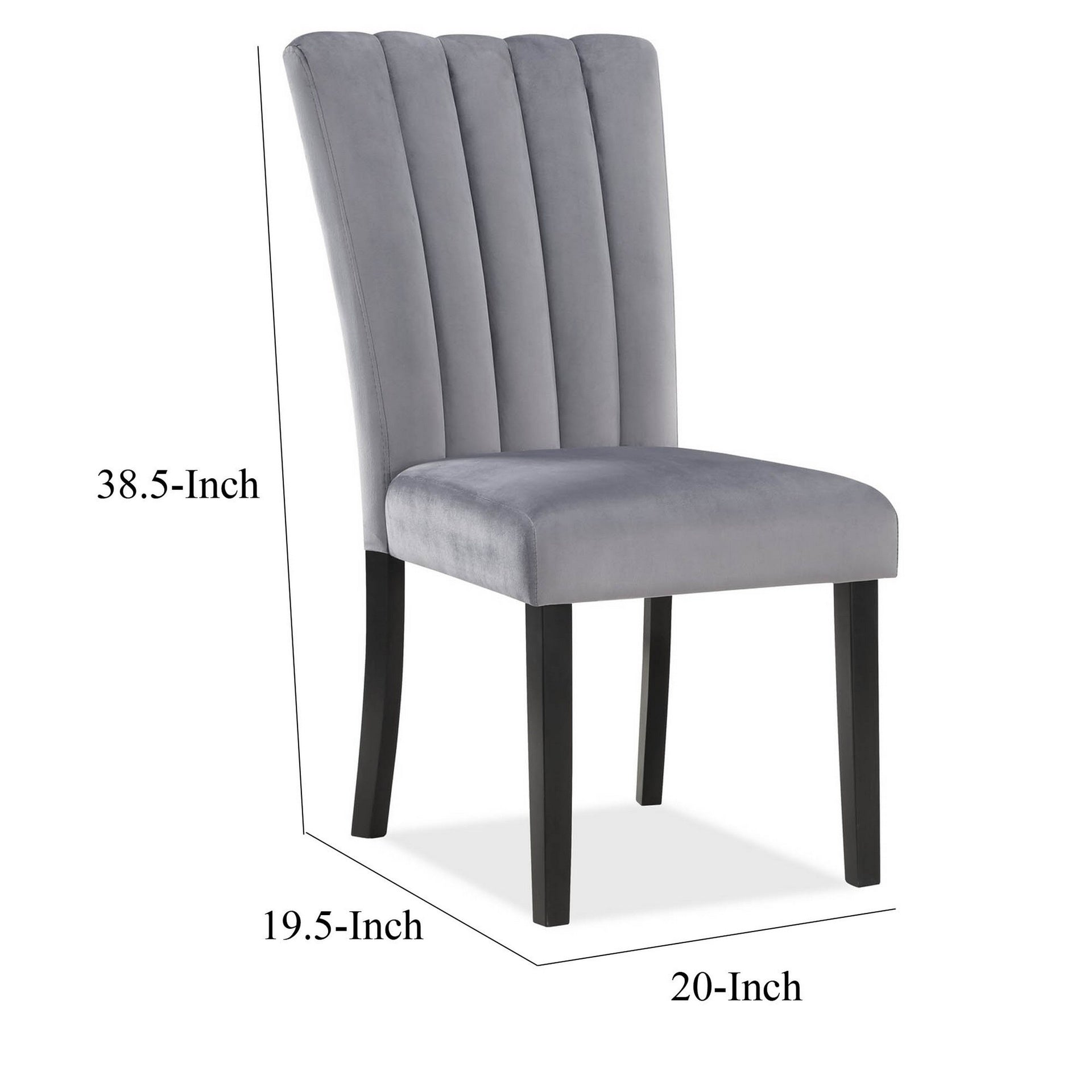 Marcus 20 Side Chair Set of 2, Fabric Upholstery, Cushioned, Black, Gray