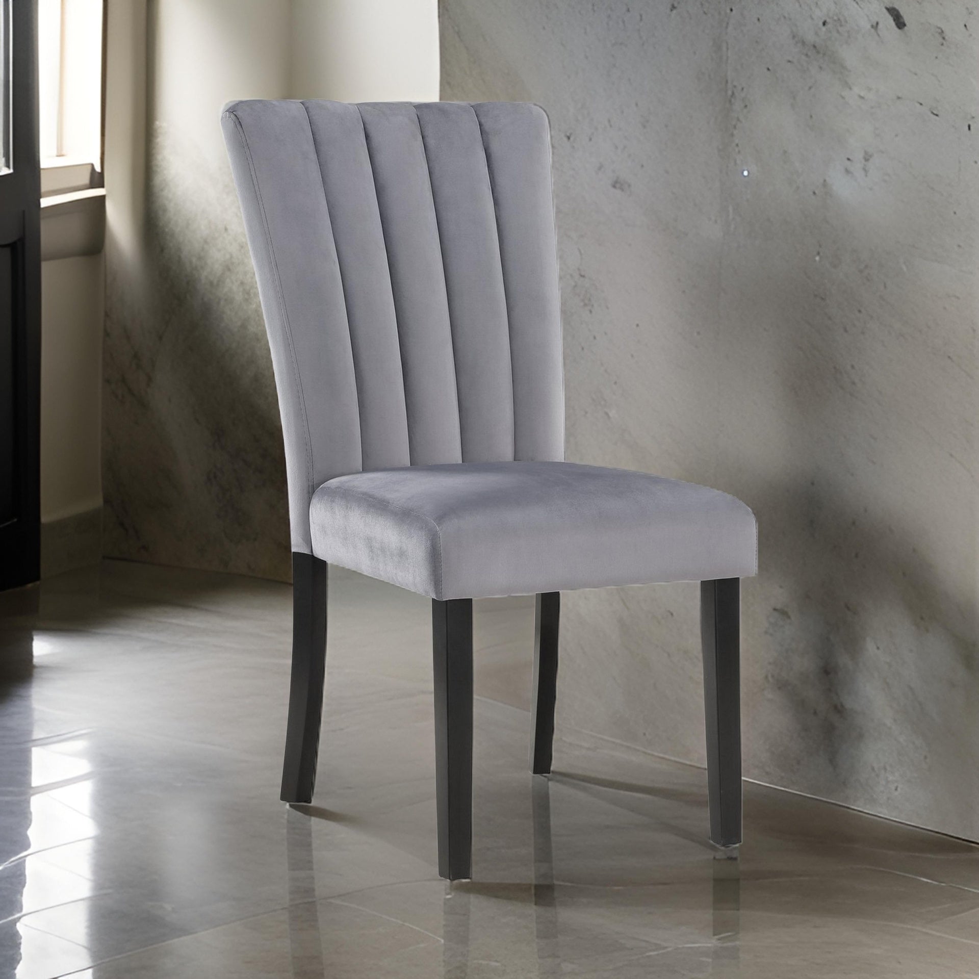 Marcus 20 Side Chair Set of 2, Fabric Upholstery, Cushioned, Black, Gray