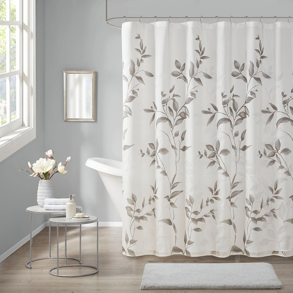 Burnout Printed Shower Curtain Grey 72x72"