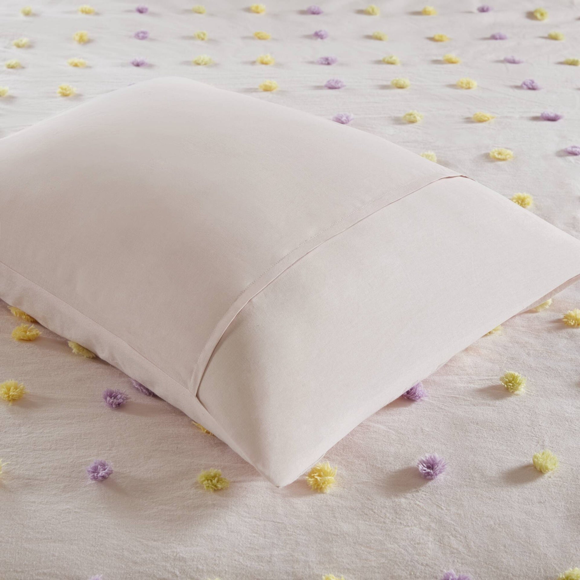 5PCS Full/Queen Cotton Jacquard Pom Pom Comforter Set