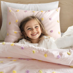 5PCS Full/Queen Cotton Jacquard Pom Pom Comforter Set