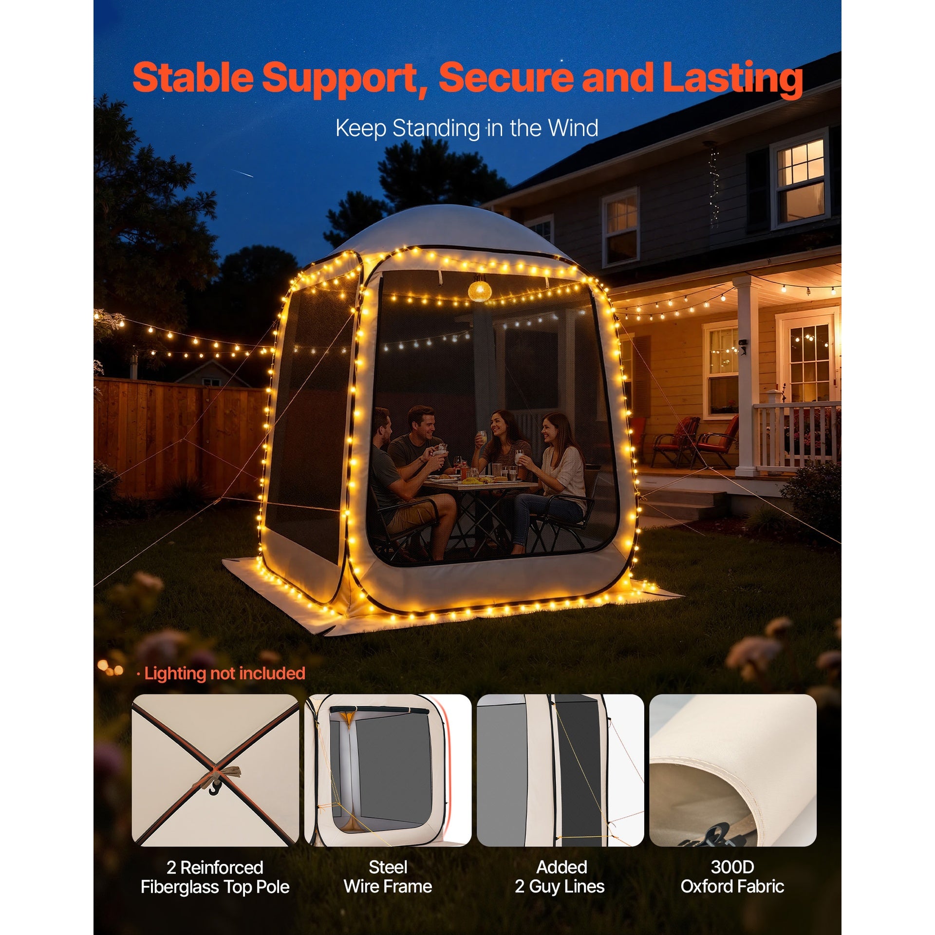 Screen House Tent, 6 x 6 ft, 4-6 Person Pop Up Screen Tent, Portable Screened in Canopy with Carry Bag, Netting Sides, Ground Stakes, for Garden, Patio, Backyard, and Outdoor Activities, Beige