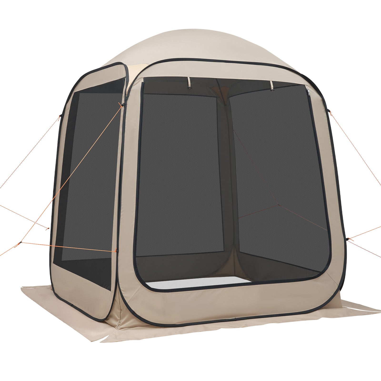 Screen House Tent, 6 x 6 ft, 4-6 Person Pop Up Screen Tent, Portable Screened in Canopy with Carry Bag, Netting Sides, Ground Stakes, for Garden, Patio, Backyard, and Outdoor Activities, Beige