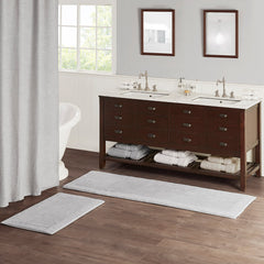 100% Cotton Tufted 3000GSM Reversible Bath Rug Grey 21x34"