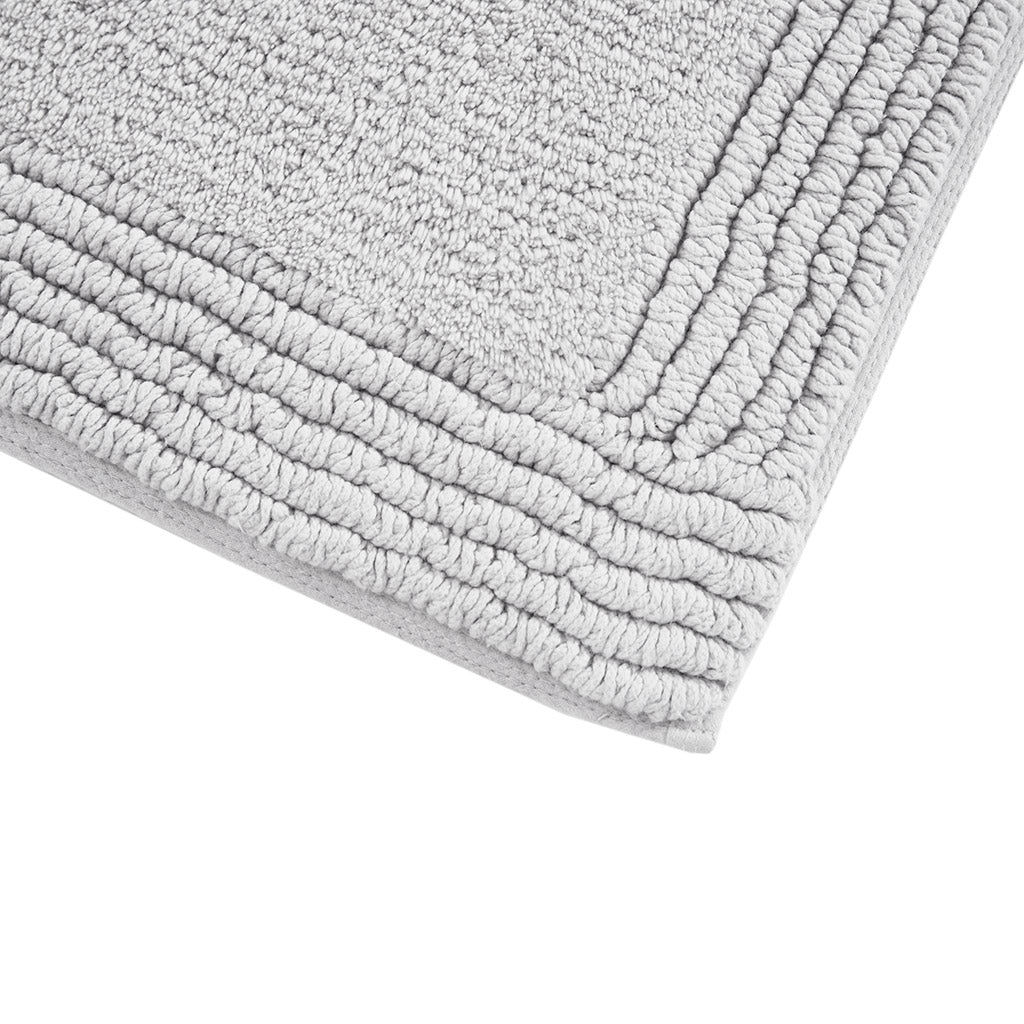100% Cotton Tufted 3000GSM Reversible Bath Rug Grey 21x34"
