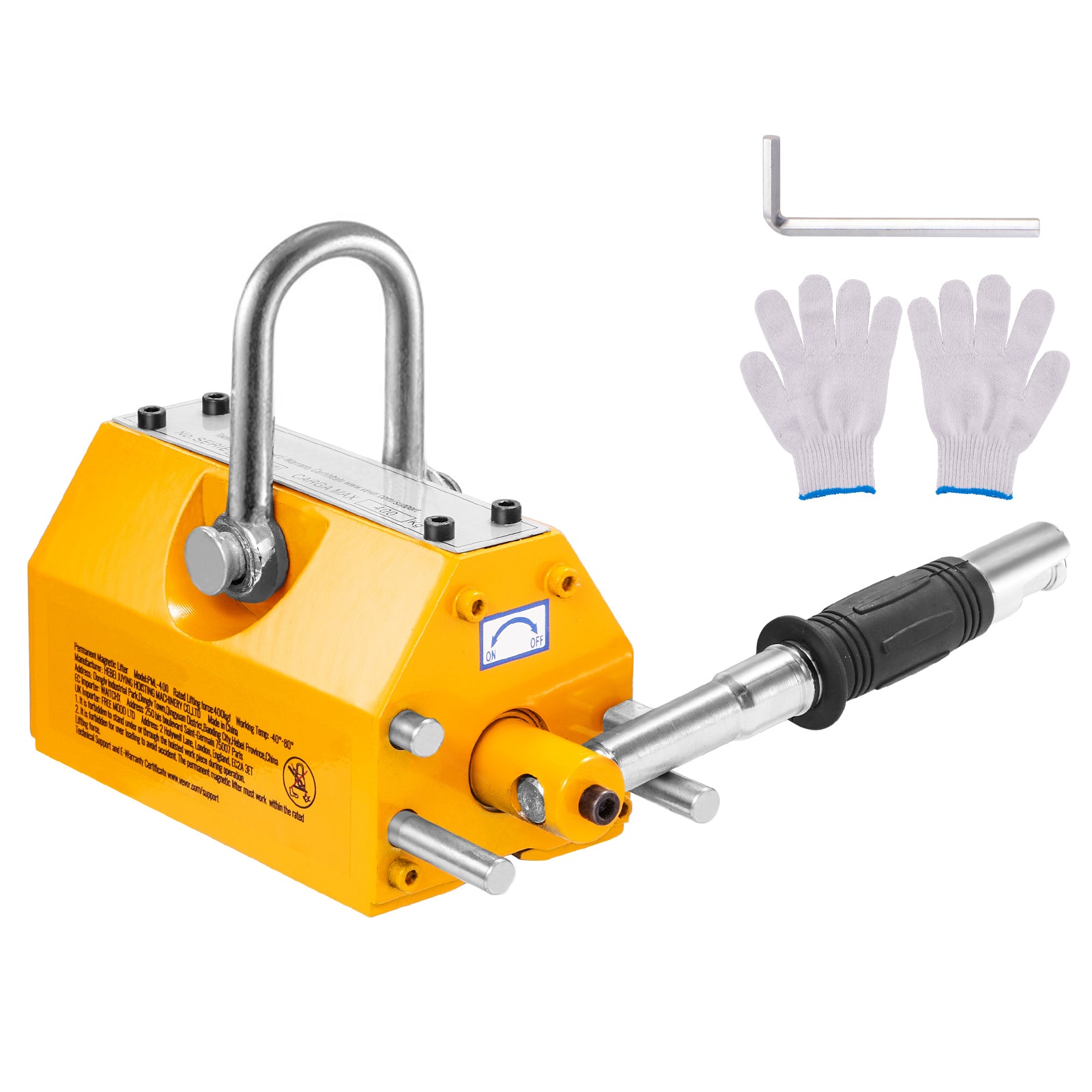 Magnetic Lifter, 880 lbs/400 kg Pulling Capacity, 2.5 Safety Factor, Neodymium & Steel, Lifting Magnet with Release, Permanent Lift Magnets, Heavy Duty Magnet for Hoist, Shop Crane, Block, Board