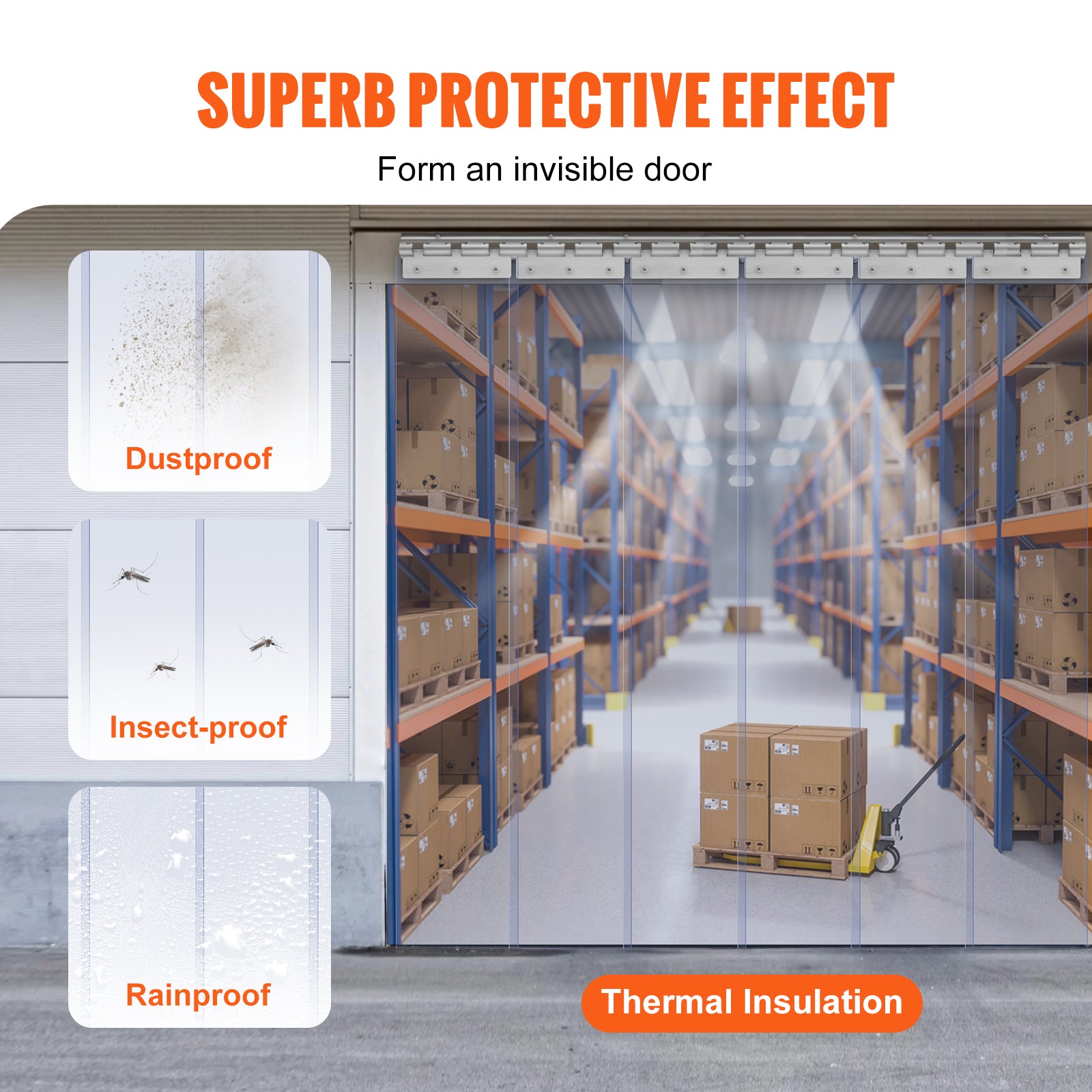 Strip Curtain, 84" Height x 38" Width, 0.08" Thickness, 6PCS Clear PVC Strip Door Curtain, Freezer Curtain, Plastic Door Strips for Walk in Freezers, Coolers & Warehouse Doors, with 50% Overlap