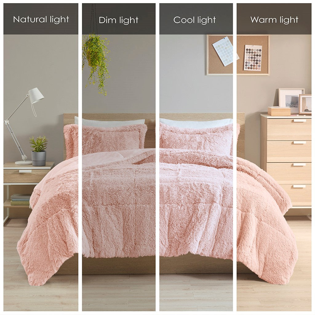 King/Cal King Shaggy Long Fur Comforter Mini Set