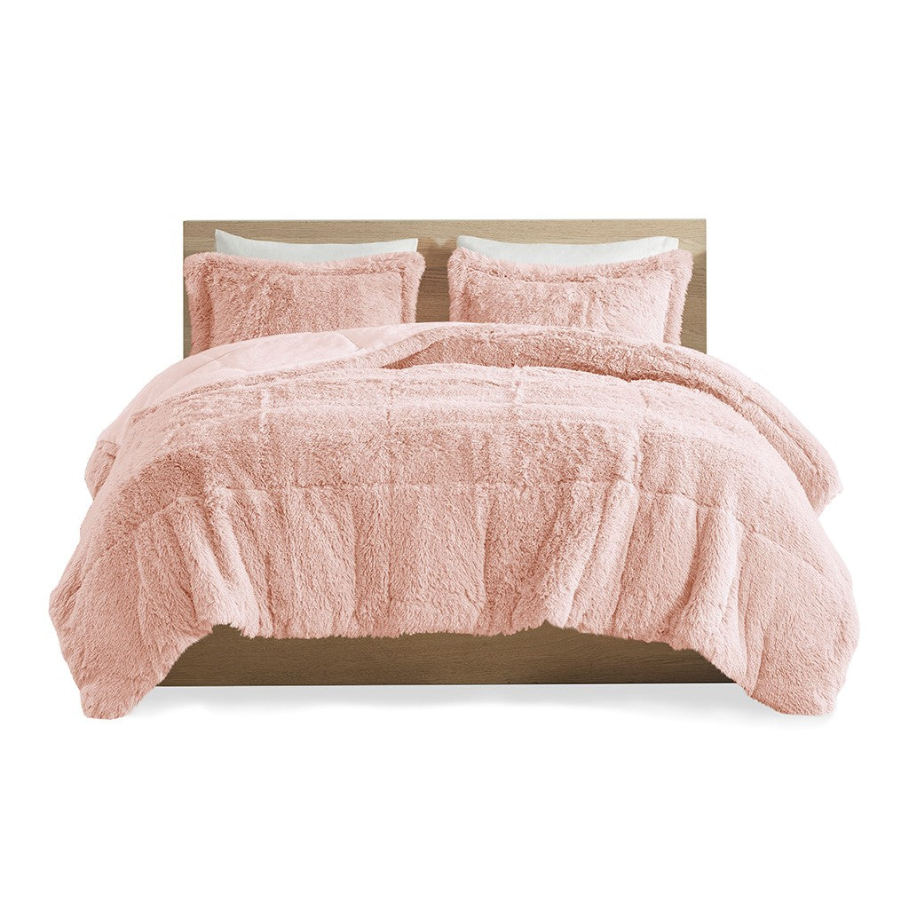 King/Cal King Shaggy Long Fur Comforter Mini Set