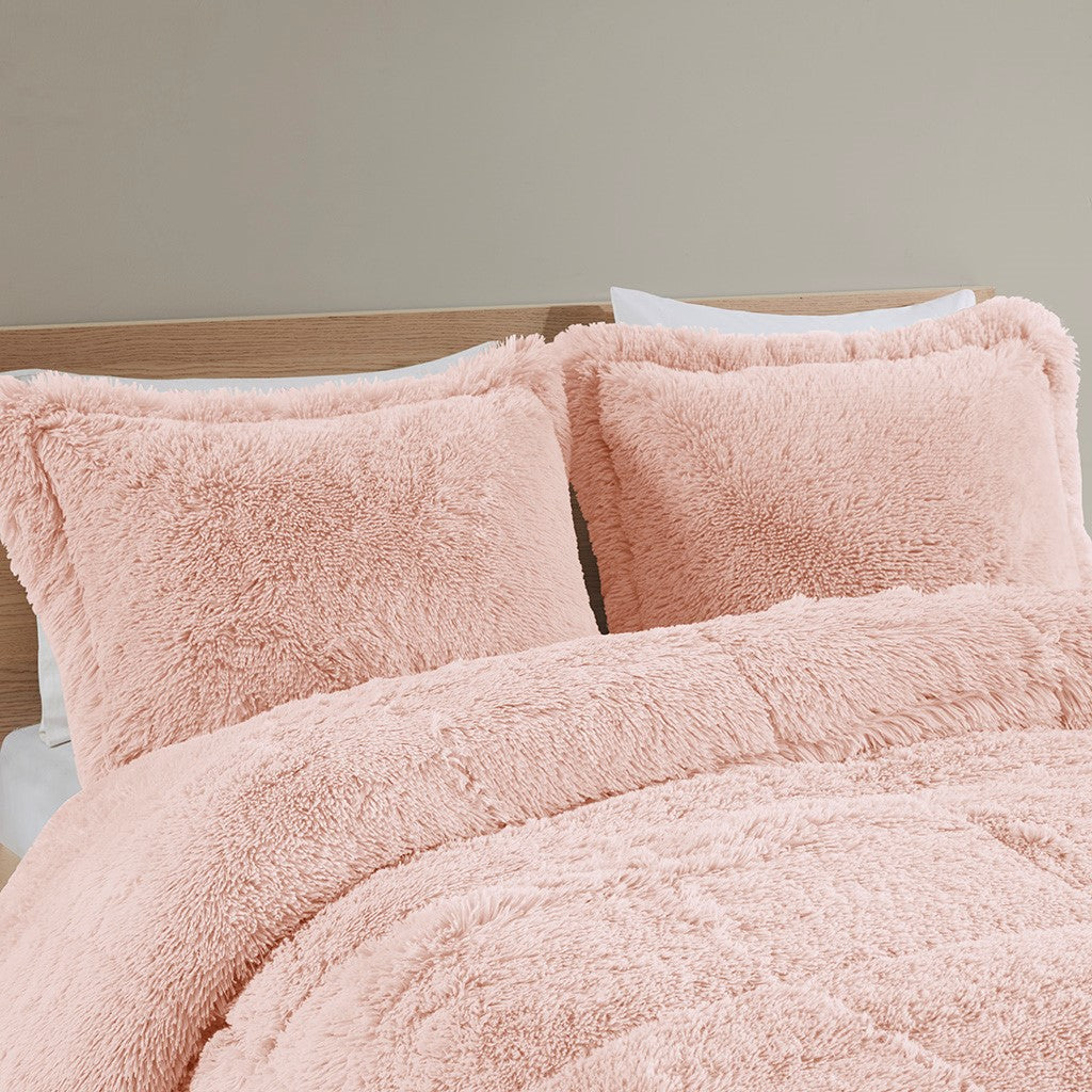 King/Cal King Shaggy Long Fur Comforter Mini Set