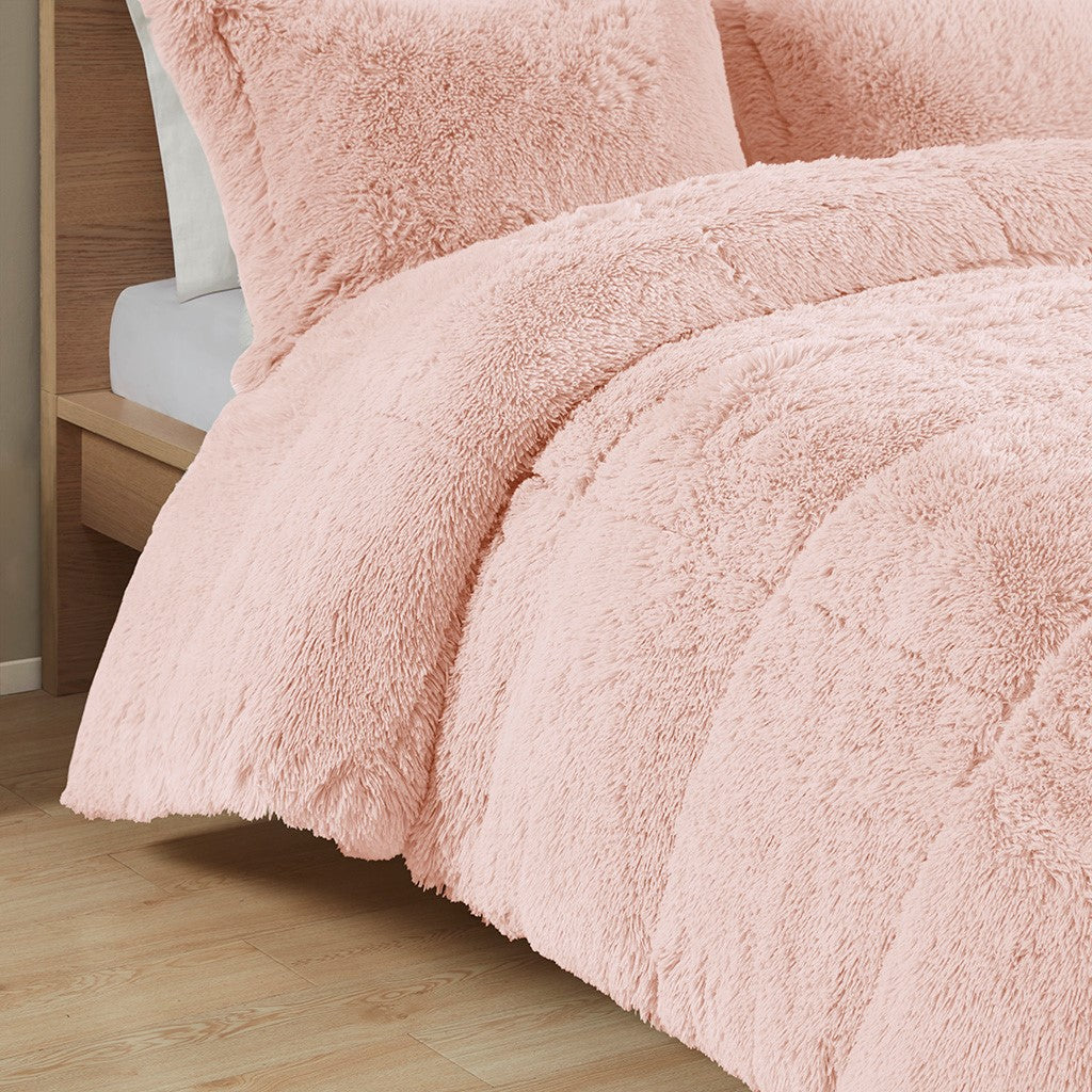 King/Cal King Shaggy Long Fur Comforter Mini Set