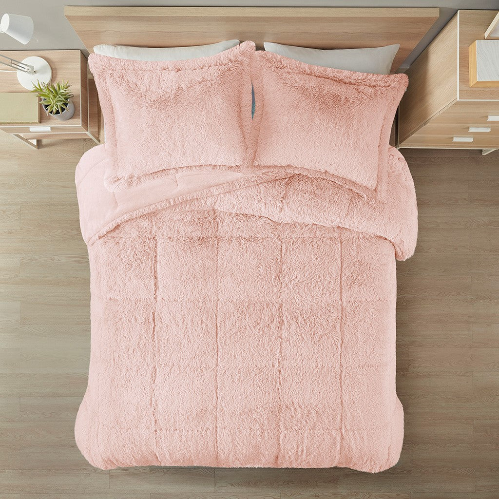 King/Cal King Shaggy Long Fur Comforter Mini Set