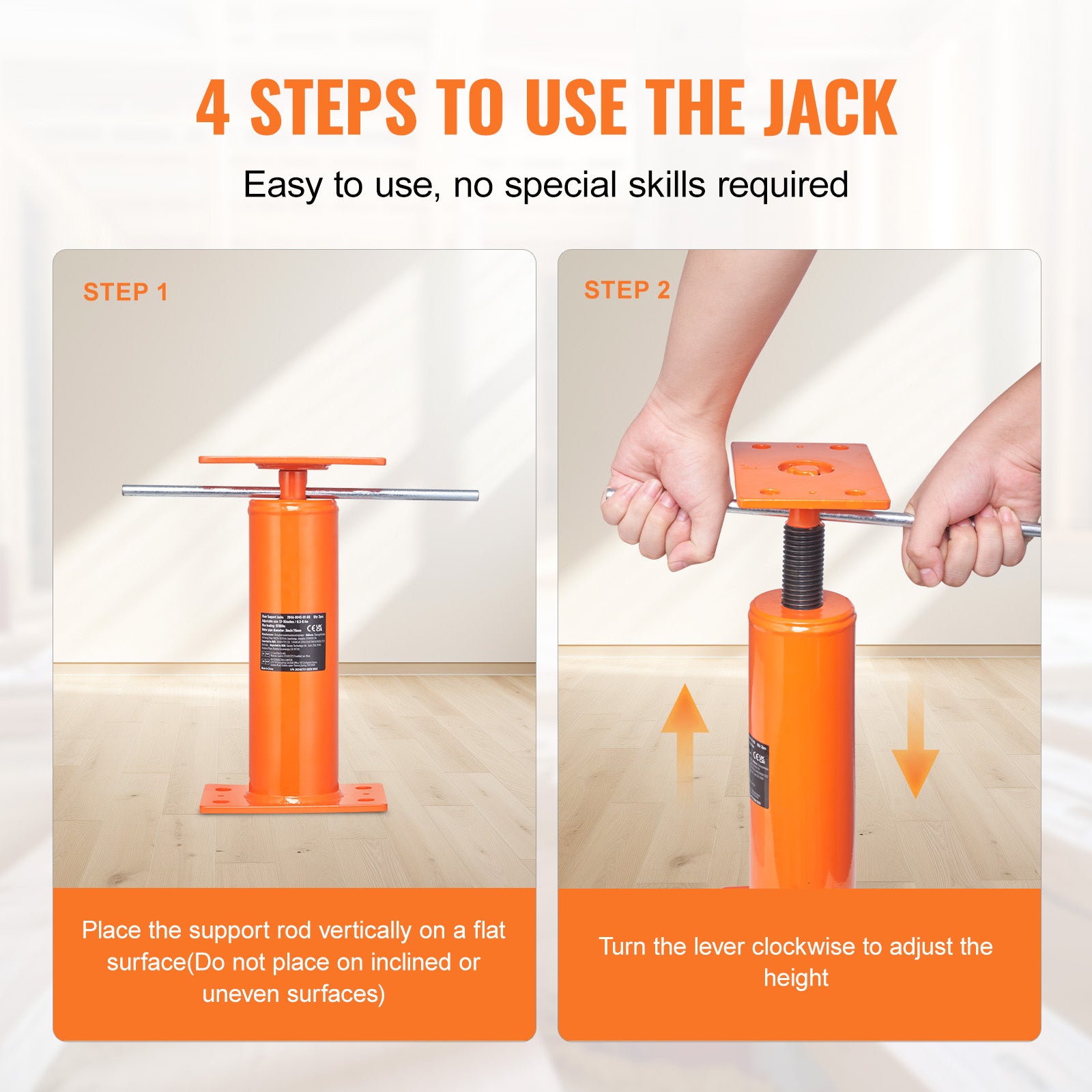 2PCS Adjustable Floor Jack Post House Floor Leveling Lift 12"-16" Height