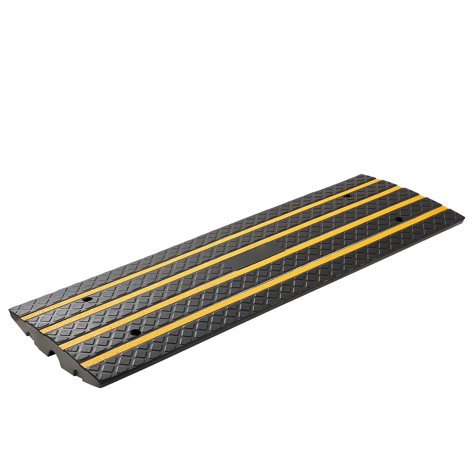 Car Driveway Rubber Curb Ramp, 33069 lbs Load Capacity, 2.6 inch Rise Curbside Bridge Ramp with Yellow Reflective Strips, Suitable for Loading Dock, Warehouse, Garage, Sidewalk (1 Pack)