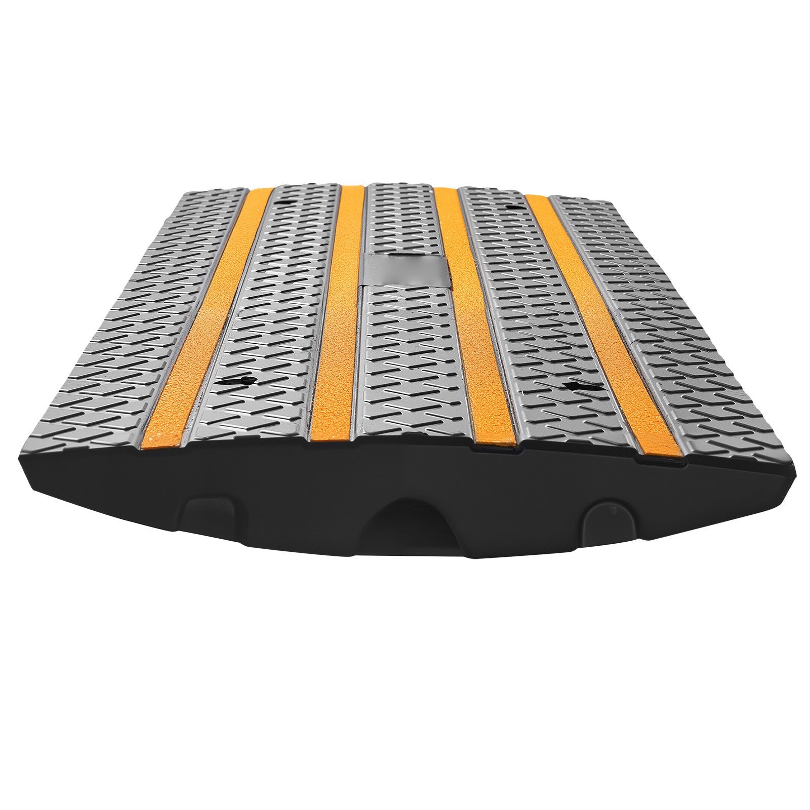Car Driveway Rubber Curb Ramp, 33069 lbs Load Capacity, 2.6 inch Rise Curbside Bridge Ramp with Yellow Reflective Strips, Suitable for Loading Dock, Warehouse, Garage, Sidewalk (1 Pack)