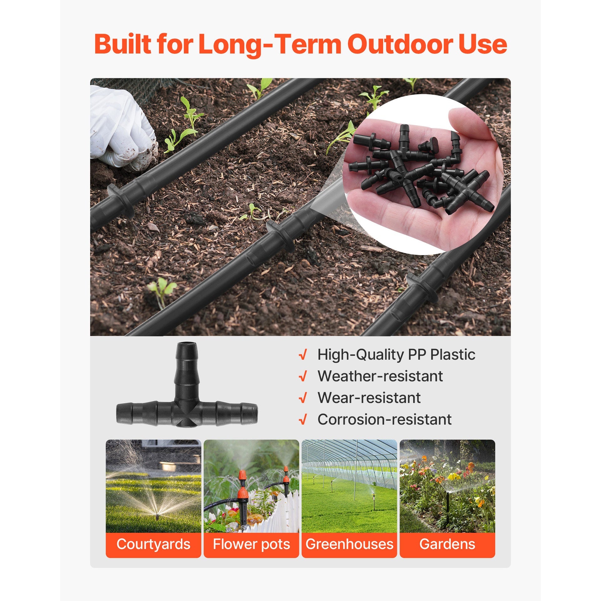 300Pcs Drip Irrigation Fitting Parts Kit for 1/4" Tubing for Yard Garden Lawn