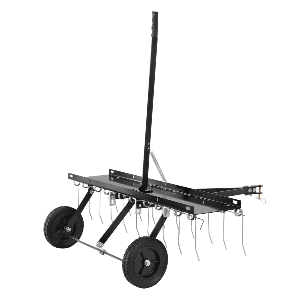 Tow Behind Dethatcher, 40-inch Tow Dethatcher with 20 Spring Steel Tines, Lawn Dethatcher Rake for ATV or Mower, Tow Behind Lawn Rake with Lift Handle for Garden Farm Grass