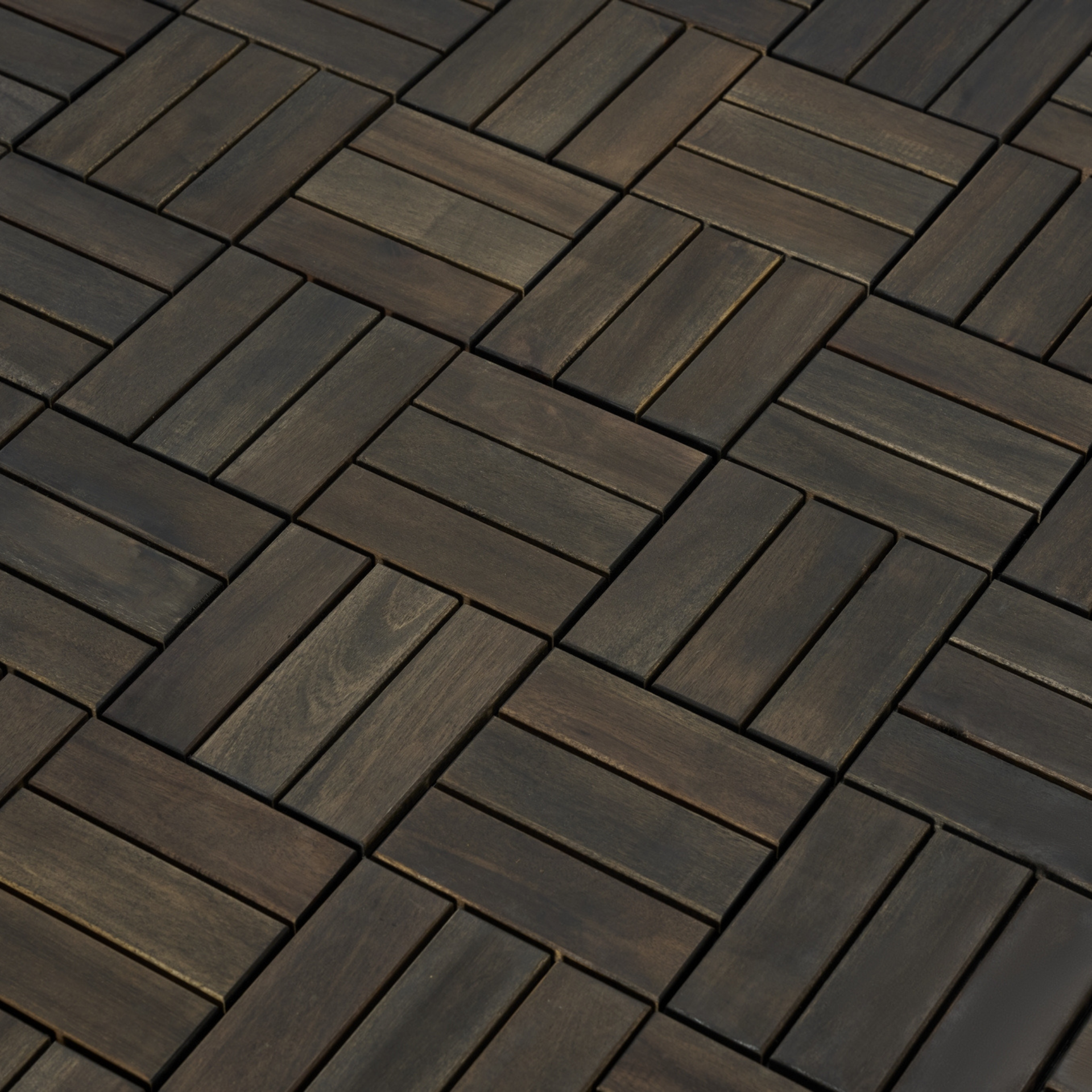 Acacia Wood Interlocking Deck Tiles Checker Pattern, 30 PCS  12" x 12" Dark Brown Square Acacia Hardwood Outdoor Flooring for Patio, Bancony, Pool Side,...