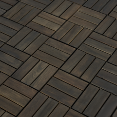 Acacia Wood Interlocking Deck Tiles Checker Pattern, 30 PCS  12" x 12" Dark Brown Square Acacia Hardwood Outdoor Flooring for Patio, Bancony, Pool Side,...