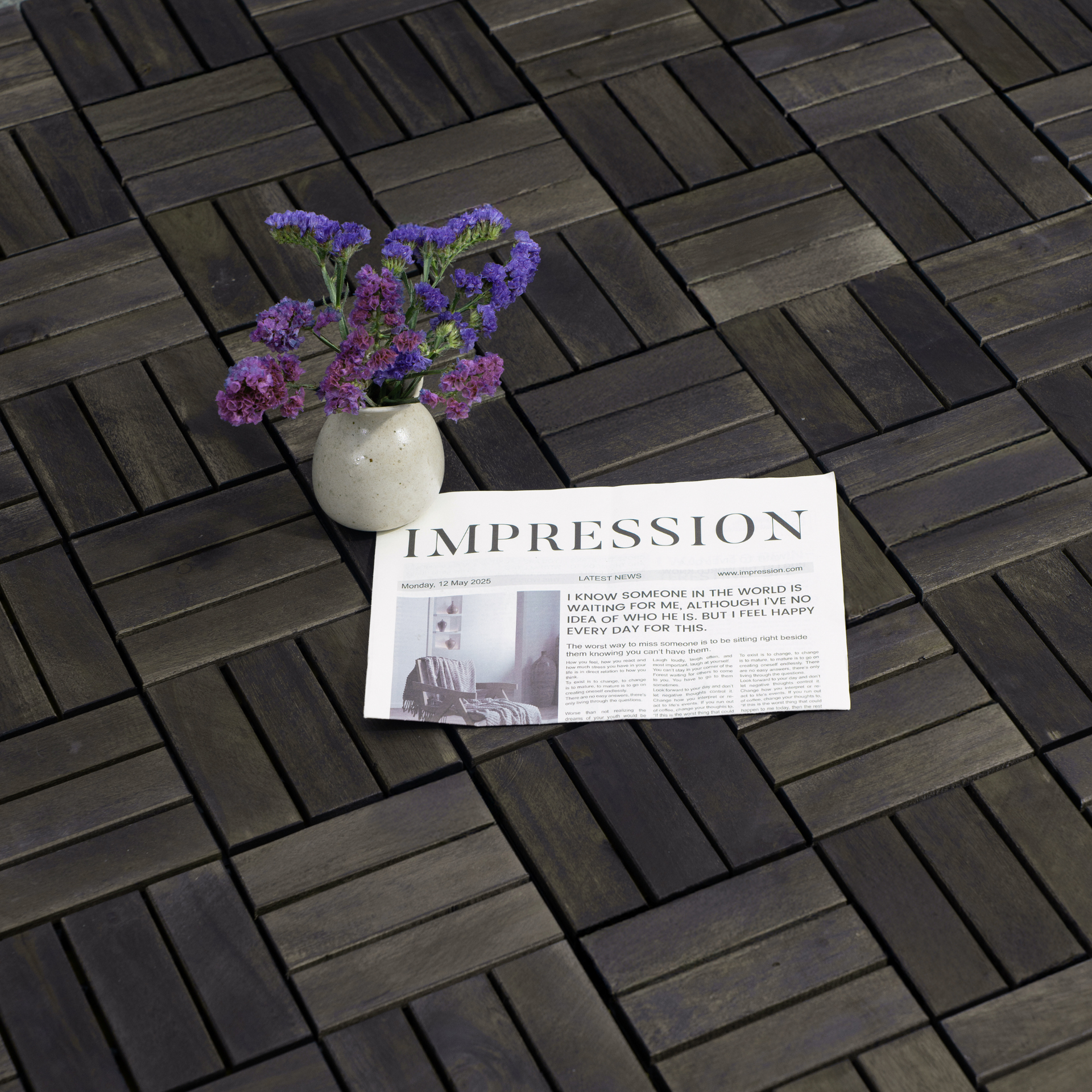 Acacia Wood Interlocking Deck Tiles Checker Pattern, 30 PCS  12" x 12" Dark Brown Square Acacia Hardwood Outdoor Flooring for Patio, Bancony, Pool Side,...