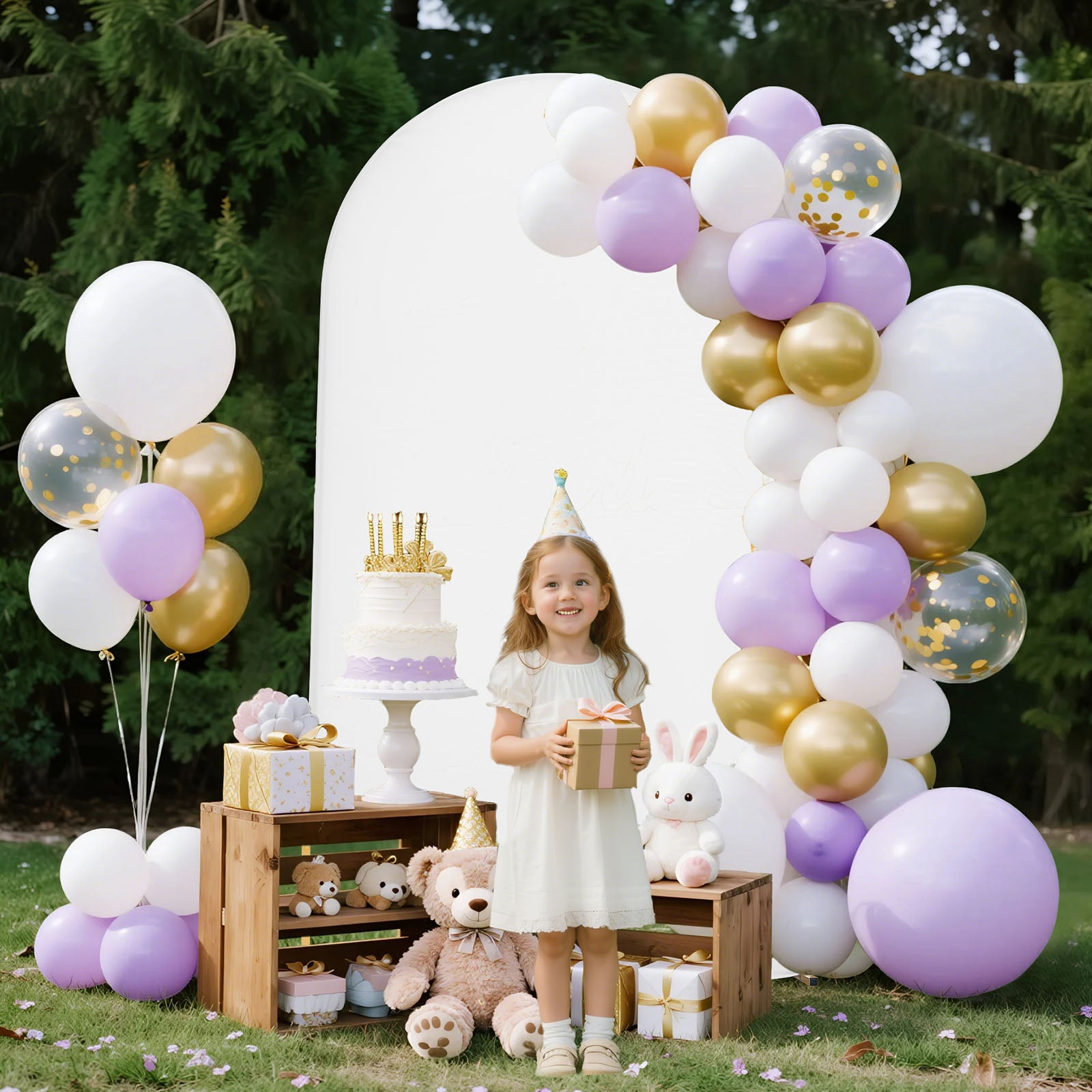 Arch Backdrop Stand, 7.2 x 4 ft, Stable Structure, Easy Assembly, 1 Piece Gold Metal Arch Backdrop Stand with Cover for Wedding, Birthday Party, Holiday Celebration, and Ceremony Decoration