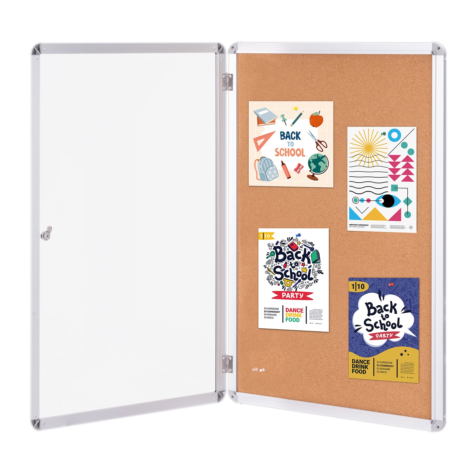 36"x24" Enclosed Cork Board with Aluminum Frame – Lockable Bulletin Board with Acrylic Door & 2 Keys – Weather-Resistant Wall Display Case for School, Home, Office