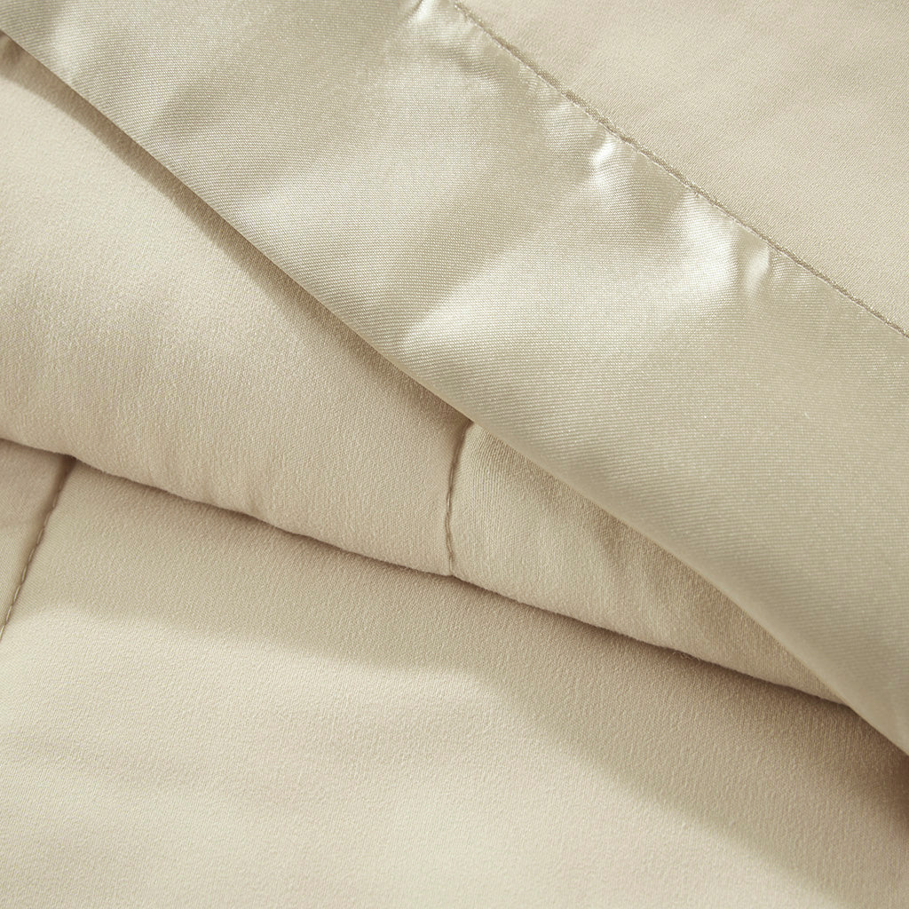 Lightweight Down Alternative Blanket with Satin Trim Cream King
