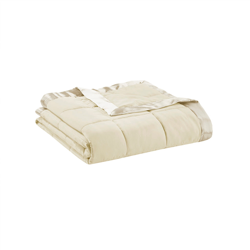 Lightweight Down Alternative Blanket with Satin Trim Cream King