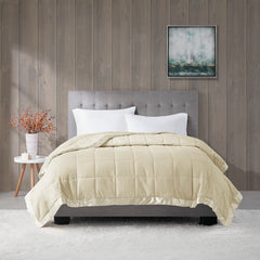 Lightweight Down Alternative Blanket with Satin Trim Cream King