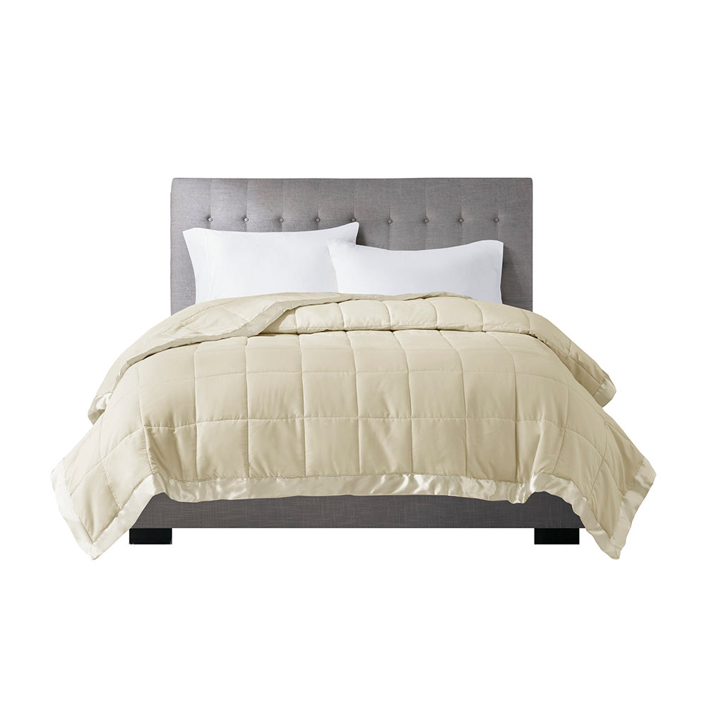 Lightweight Down Alternative Blanket with Satin Trim Cream King
