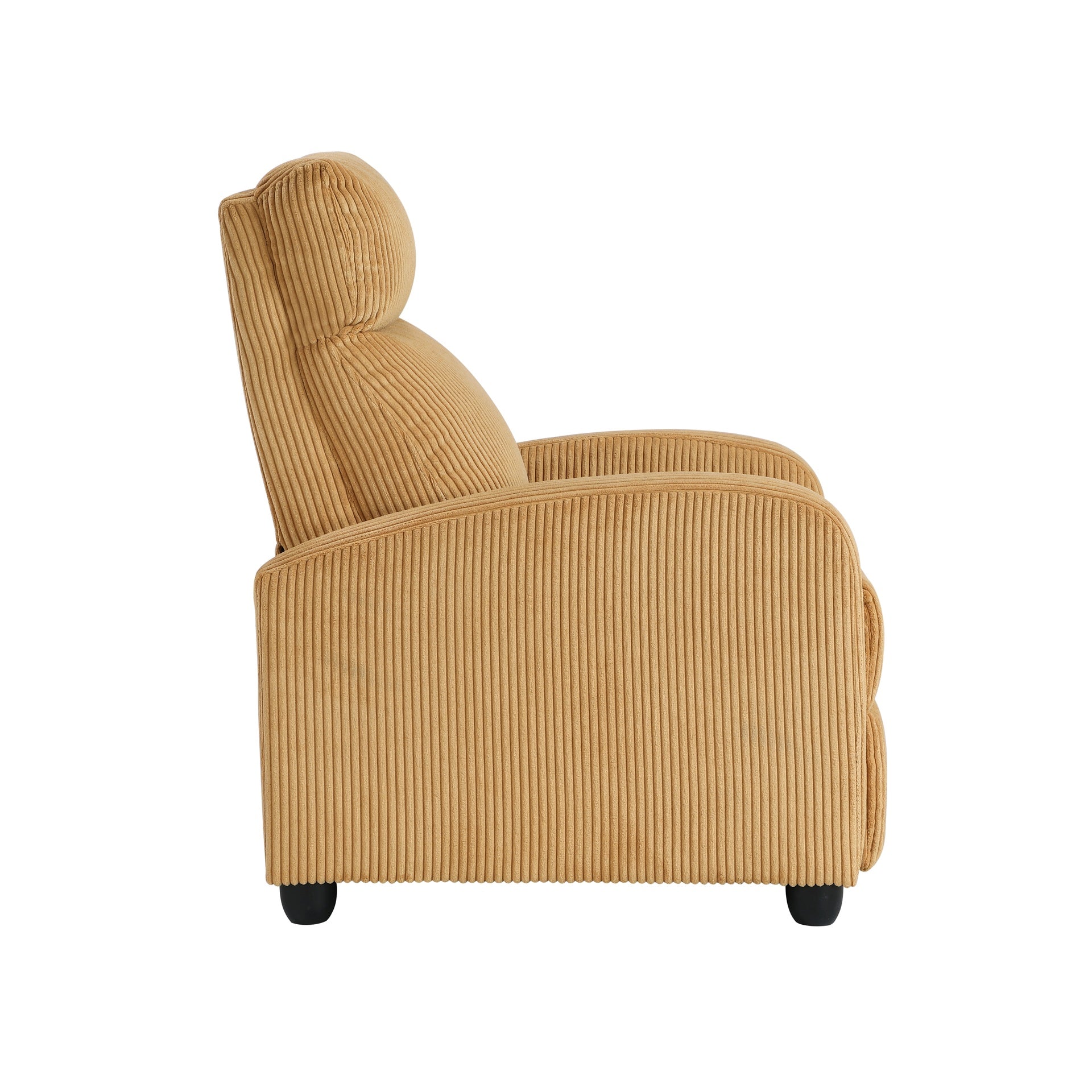 Modern Push Back Recliner Chair Yellow Soft Corduroy Upholstery Comfort Solid Wood Living Room Furniture 1pc