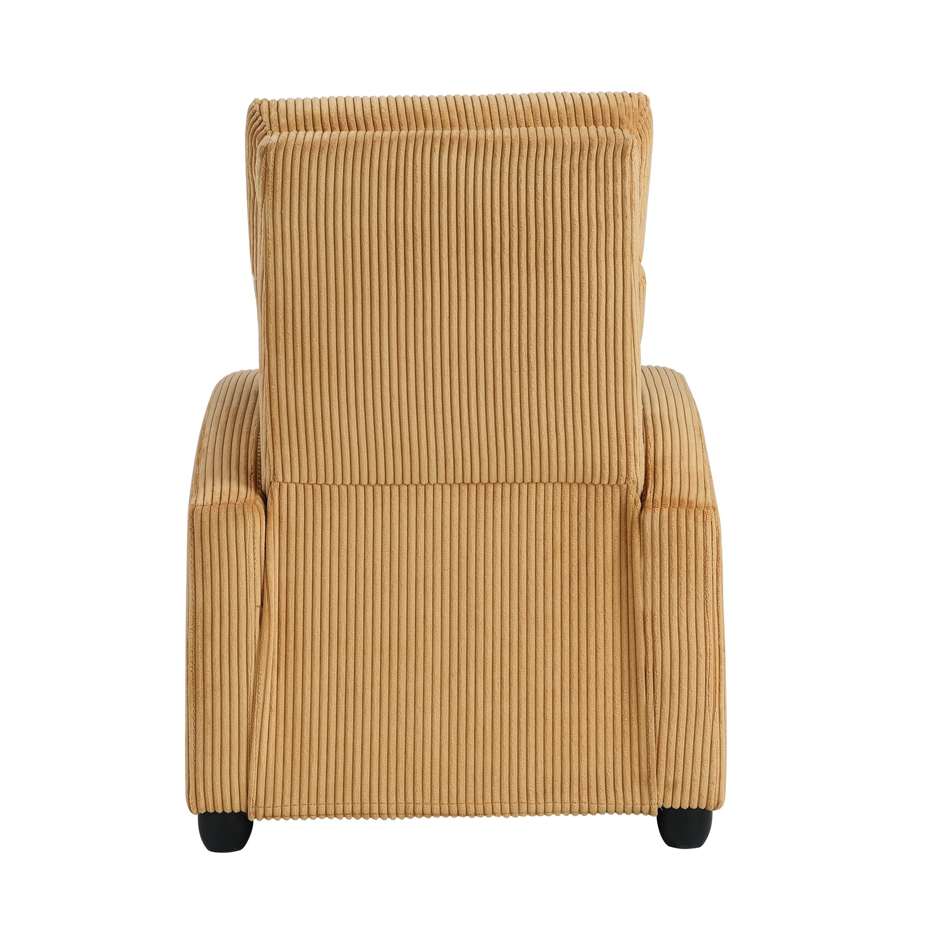 Modern Push Back Recliner Chair Yellow Soft Corduroy Upholstery Comfort Solid Wood Living Room Furniture 1pc