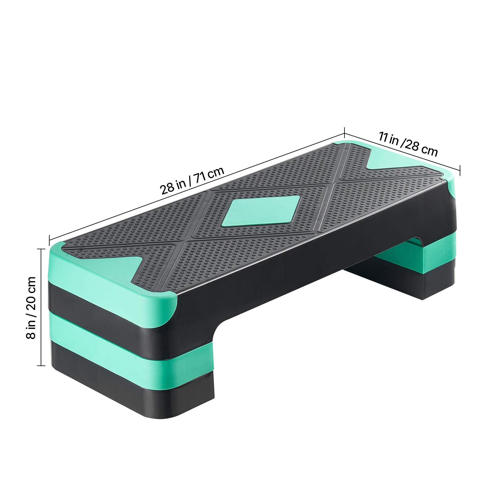 Aerobic Exercise Step Platform Height Adjustable Workout Stepper 4 Riser Green