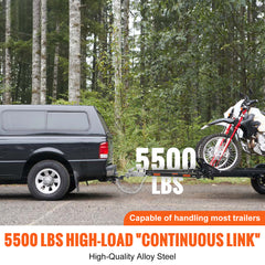 Tow Bar, 5500 lbs Towing Capacity with Chains, Powder-Coating Alloy Steel Bumper-Mounted Universal Towing Bar, Coupler Fits 2-Inch Ball Hitch, 39.4-Inch Opening Width, for RV Car Trailer Truck