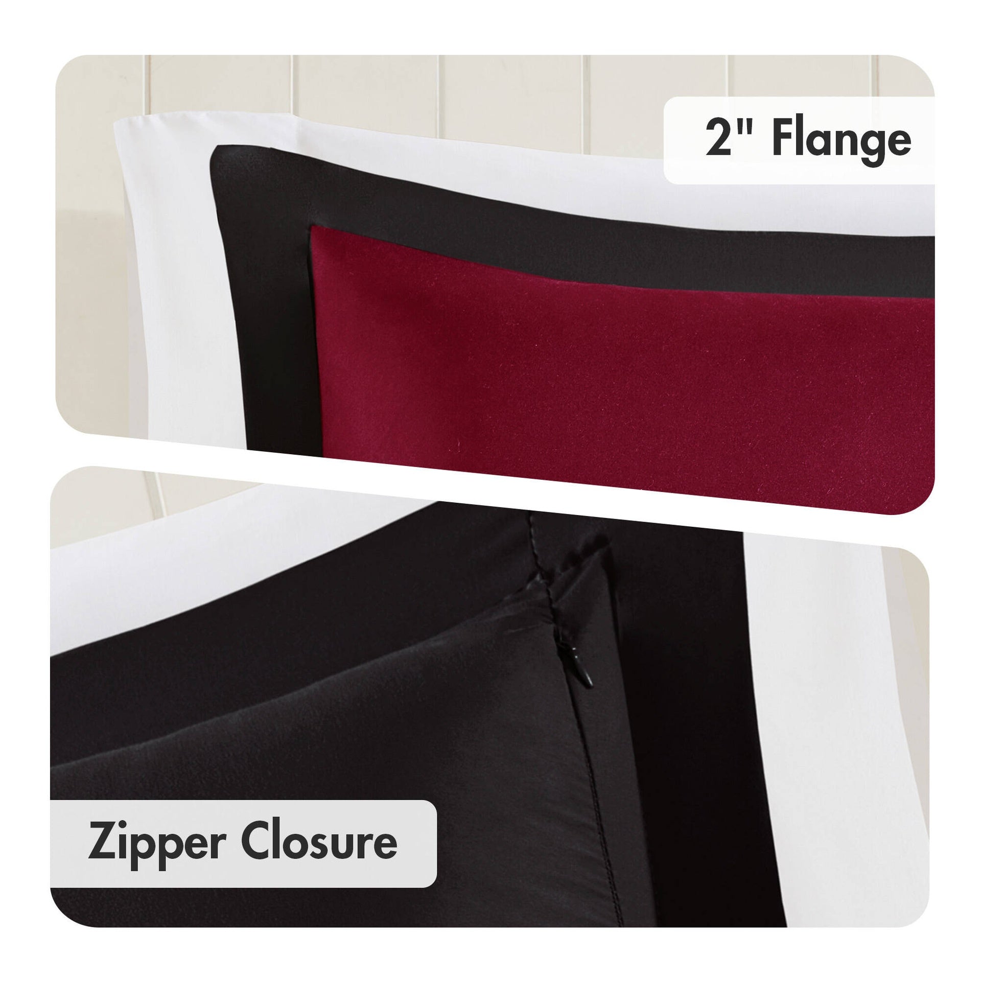 3 Pieces Full/Queen 3M Scotchgard Diamond Quilting Reversible Down Alternative Comforter Set,Red+Black