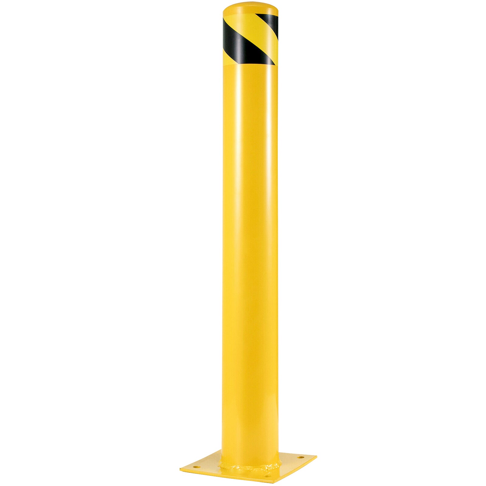 Safety Bollard 48"x4.5" Safety Barrier Bollard 4-1/2" OD 48" Height Yellow Powder Coat Pipe Steel Safety Barrier with 4 Free Anchor Bolts for Traffic-Sensitive Area
