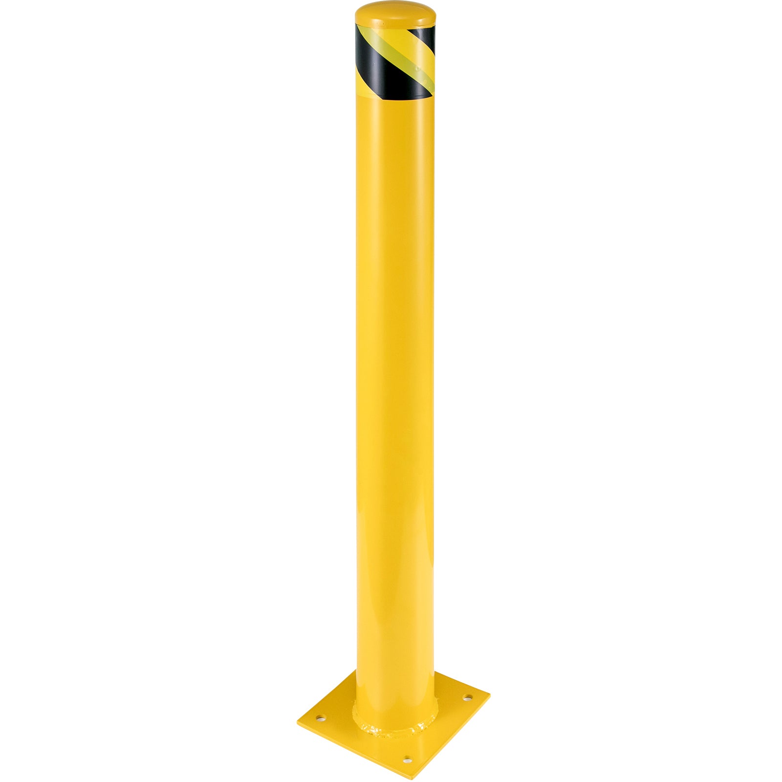 Safety Bollard 48"x4.5" Safety Barrier Bollard 4-1/2" OD 48" Height Yellow Powder Coat Pipe Steel Safety Barrier with 4 Free Anchor Bolts for Traffic-Sensitive Area