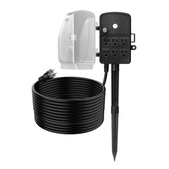 Outdoor Power Stake, 25 FT Extension Cord, Outdoor Power Strip Weatherproof with Cover and Overload Protection, 6 Outlets, 15A/1875W, Waterproof Multi-Outlet Yard Stake for Christmas Lights