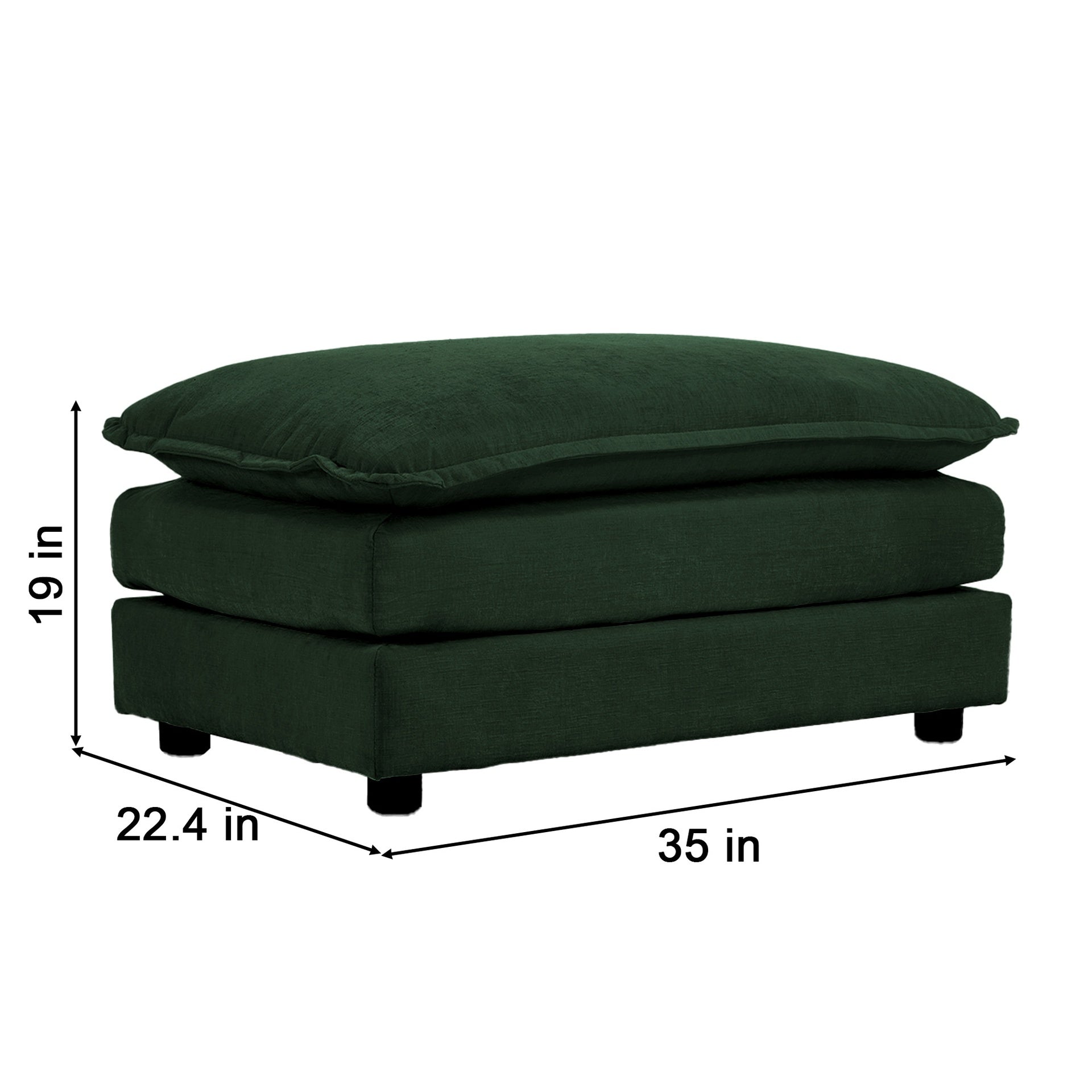 Chenille Fabric Ottomans Footrest to Combine with 2 Seater Sofa, 3 Seater Sofa and 4 Seater Sofa, Green Chenille