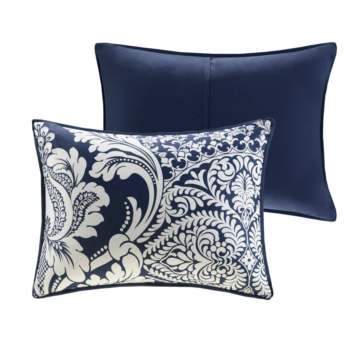 7 Piece Cotton Printed Comforter Set Indigo Cal King