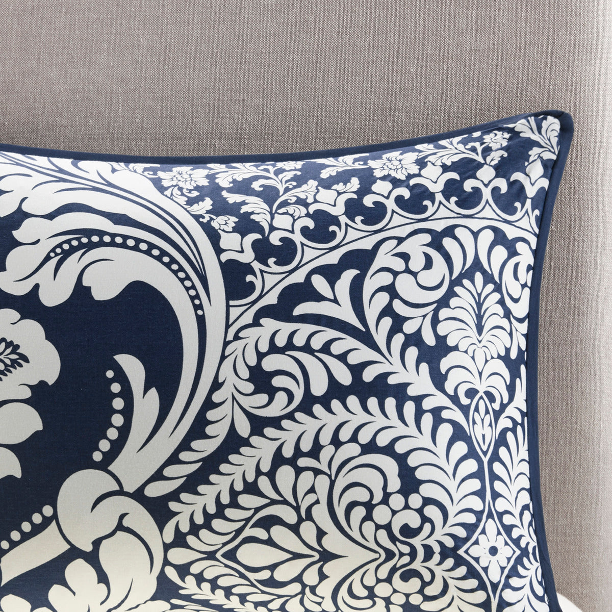 7 Piece Cotton Printed Comforter Set Indigo Cal King