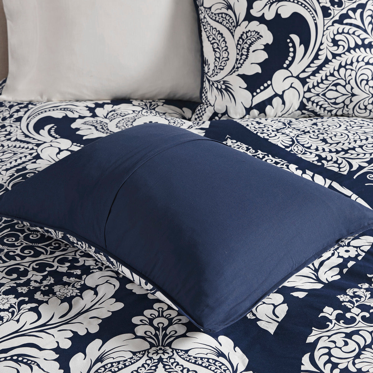 7 Piece Cotton Printed Comforter Set Indigo Cal King
