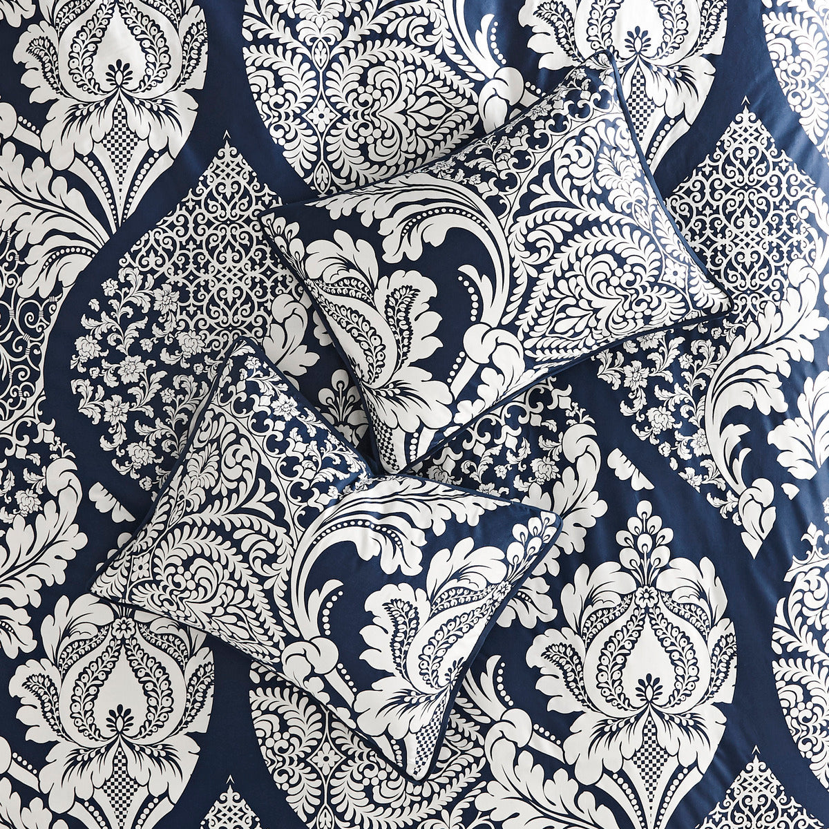 7 Piece Cotton Printed Comforter Set Indigo Cal King