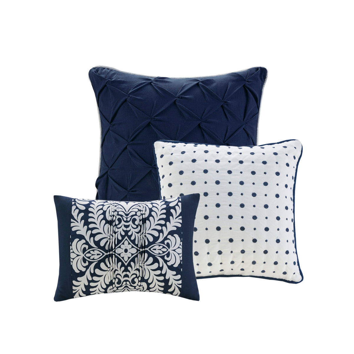 7 Piece Cotton Printed Comforter Set Indigo Cal King