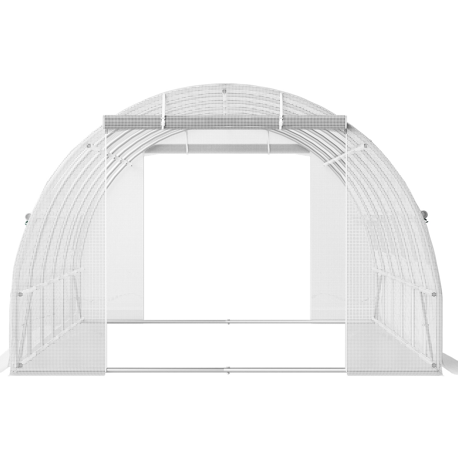 Walk-in Tunnel Greenhouse, 20 x 10 x 7 ft Portable Plant Hot House w/ Galvanized Steel Hoops, 3 Top Beams, Diagonal Poles, 2 Zippered Doors & 12 Roll-up Windows, White