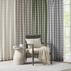 1 PCS 50x108" Plaid Rod Pocket and Back Tab Curtain Panel with Fleece Lining Brown