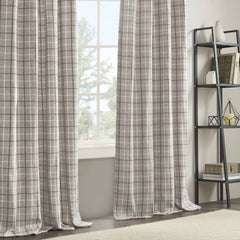 1 PCS 50x108" Plaid Rod Pocket and Back Tab Curtain Panel with Fleece Lining Brown
