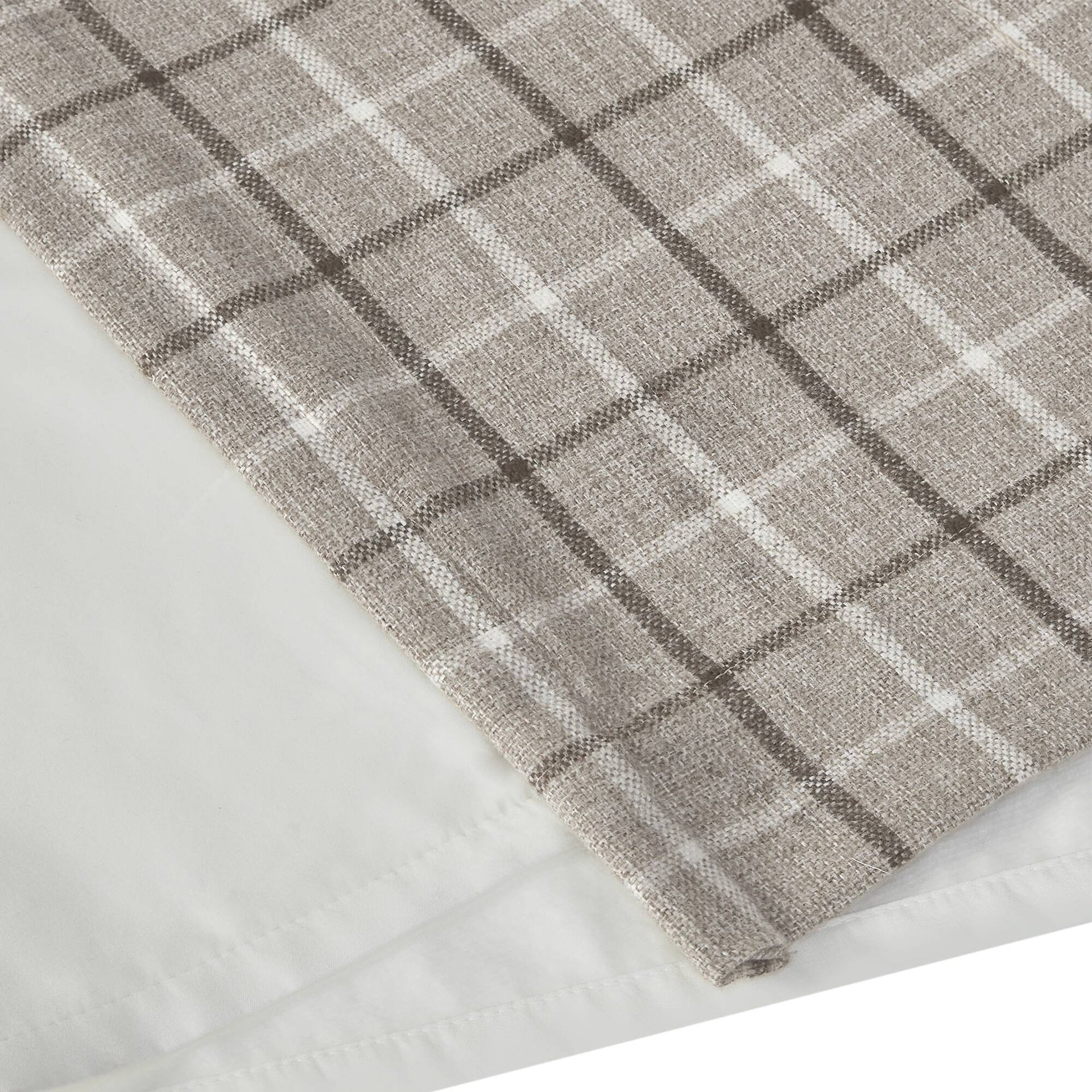 1 PCS 50x108" Plaid Rod Pocket and Back Tab Curtain Panel with Fleece Lining Brown